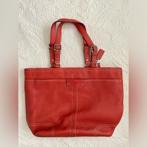 Coach Hamilton Orange Persimmon Pebbled Leather Handbag Tote Purse